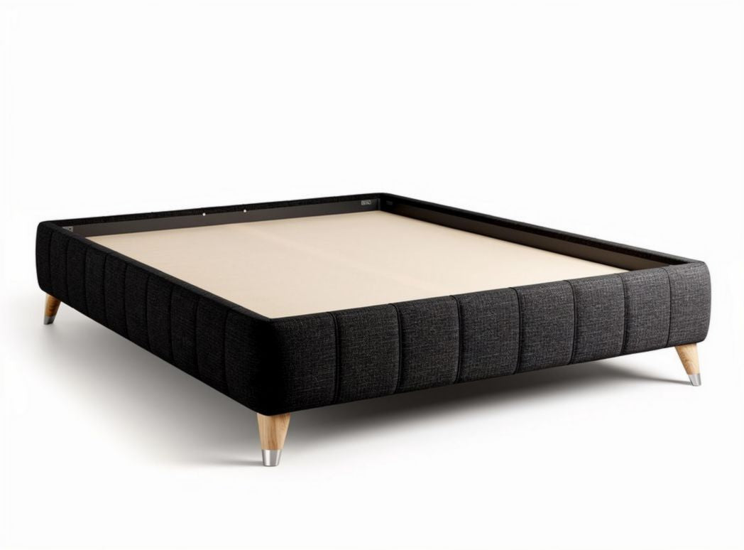 Upholstered bed frame with wooden legs - 200 x 160 x 30cm