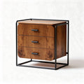 Wooden nightstand with three drawers and metal frame - 45 x 40 x 60cm