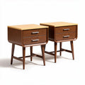 Wooden nightstands with two drawers for bedroom use - 40 x 40 x 50cm