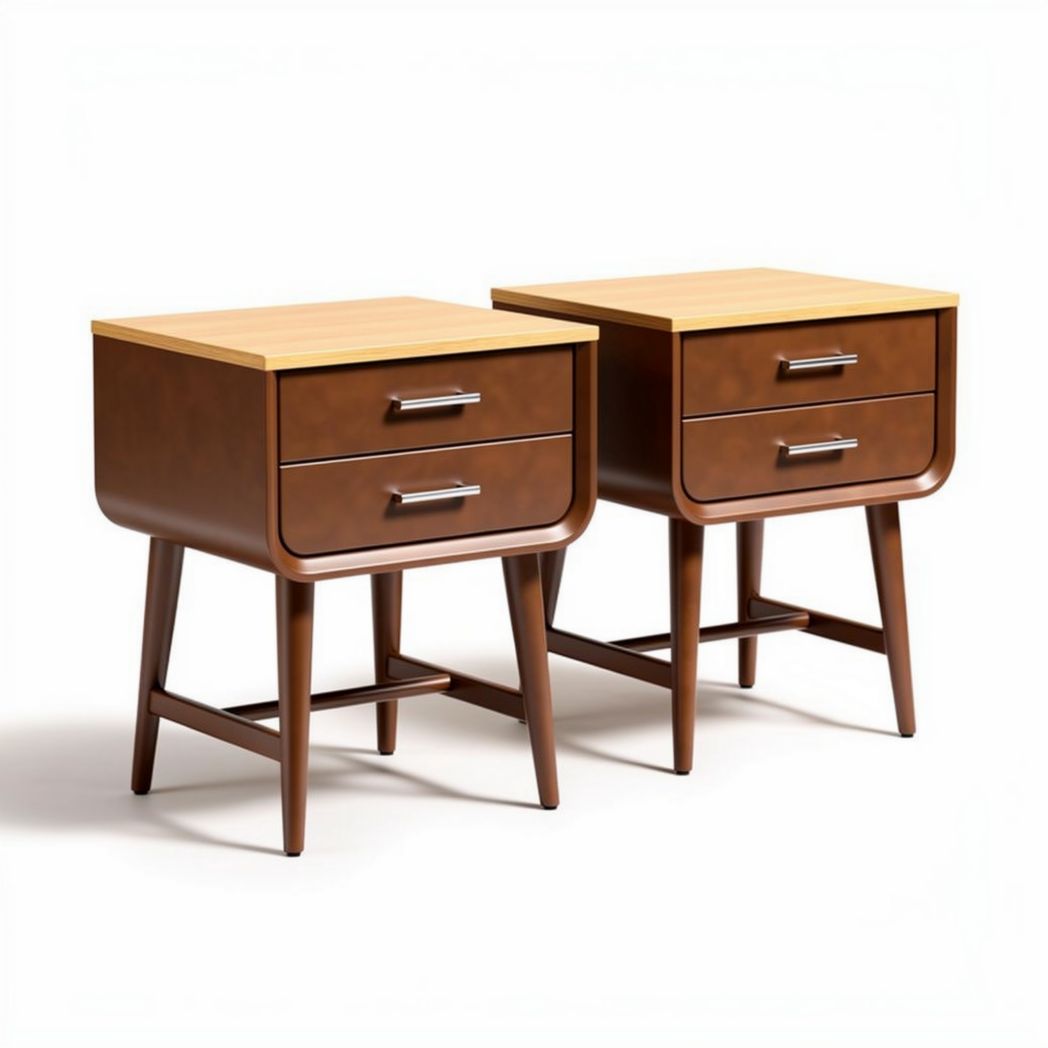Wooden nightstands with two drawers for bedroom use - 40 x 40 x 50cm