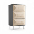 Modern wooden nightstand with three drawers - 40 x 30 x 80cm