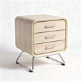 Wooden nightstand with three drawers for bedroom storage - 40 x 40 x 50cm