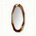 Wall mirror with a wooden frame and brass accents - 80 x 40 x 3cm