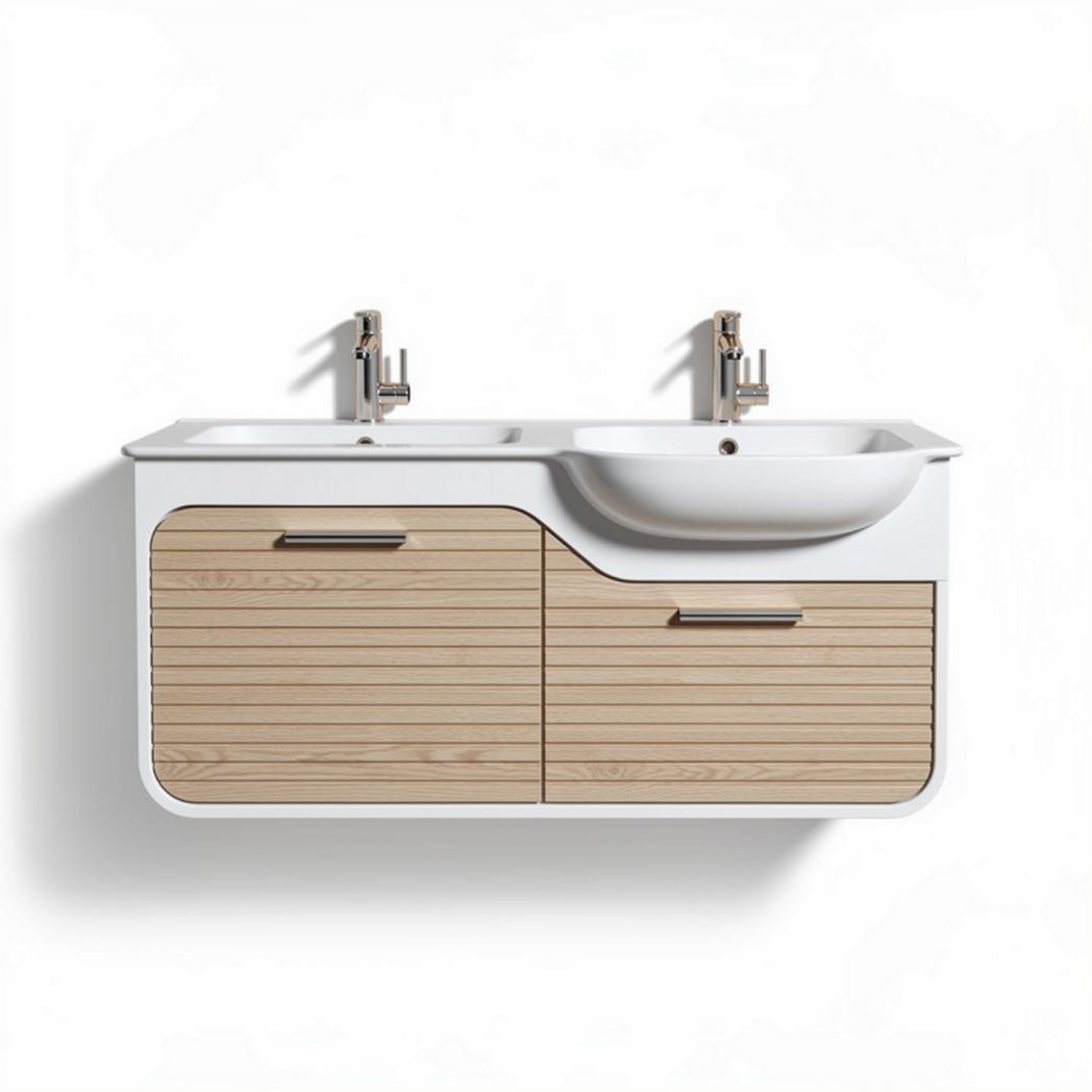Double sink bathroom vanity with wooden cabinet - 120 x 60 x 50cm