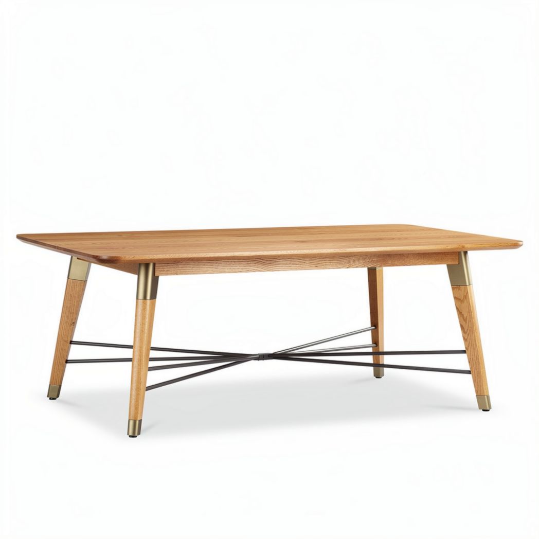 Wooden coffee table with metal legs - 120 x 60 x 45cm