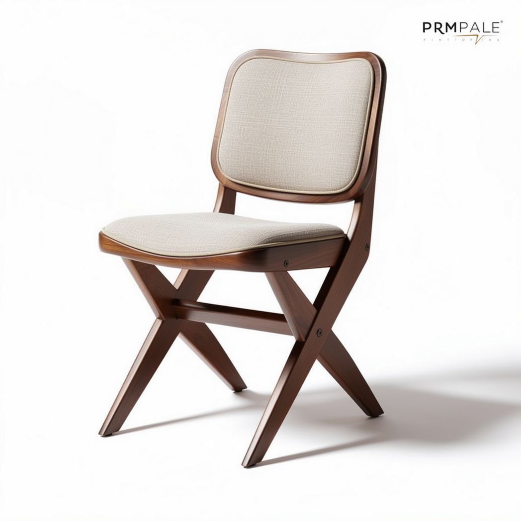 Wooden folding chair with fabric seat - 45 x 45 x 80cm