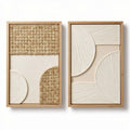Textured wall art set with woven elements - 30 x 20 x 4cm
